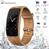 zeerkeer Smart Armband Fitness Uhr, Activity Tracker mit Herzfrequenz Monitor & Sleep Monitor Schrittzähler Smartwatch Bluetooth Nachrichten Benachrichtigung für iPhone Android iOS Smartphones 05027