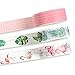 Produktbild WRITIME 3 Rollen Washi Tape Set 15mmx7m Masking Tape Scrapbooking Kawaii Sakura Blume Geometrie Blau Rosa Dekorative Craft Klebeband Bänder Abdeckband für DIY Craft Kunst Scrapbooking Geschenkpapier Alben Geometrie Wellen (Flamingos)