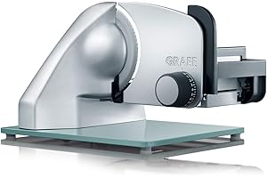 ‎GRAEF. GRAEF Classic C20 - Elektrischer Allesschneider, Made in Germany, Vollmetall, Edelstahl-Wellenschliffmesser Ø 170 mm, Schnittstärke 0-20 mm, Kondensatormotor 170 W, Brotschneidemaschine, Silber