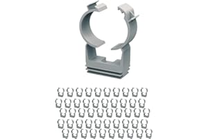 INSPIREPRO 50 Abrazaderas de 22-25mm para tubos de plástico y cobre universal. Color Gris. Grapa, Brida para instalaciones de superficie, electricidad y fontanería, 50 abrazaderas para tubos de 22-25mm