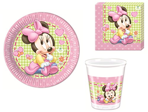Disney Baby Minnie Mouse Partygeschirr - Partyset Becher Teller Servietten