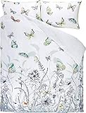 designers guild münchen mit Reißverschluss DESIGNERS GUILD Wendebettwäsche Papillons Birch Satin weiß-grau-grün Größe 135x200 cm (80x80 cm)