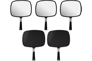 MIRRORVANA Lot de 5 grands miroirs à main confortables – Achetez pas cher en vrac pour des économies de gros – Convient pour salon de coiffure, coiffeur professionnel et salon de beauté (noir)
