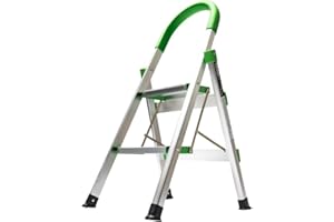 RACKIT StepIt Premium Aluminium 2 Step Ladder - Deluxe Lightweight Folding Stepstool for Kitchen & Home | Anti-Slip Safety Treads with Soft Grip Handle | Compact Storage Design, 150kg Load Capacity