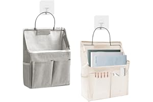 HAOMEEDUO 2 STK Hängetasche Wand Aufbewahrungstasche Hängend Hängetasche Tür Hängeaufbewahrung Weiß/Grau Hängeorganizer Stoff Hängende Organizer Taschen Wandorganizer Tasche mit Haken für Badezimmer