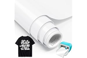 VOHESEA White Smart Iron On for Cricut Joy, 14 x 200 cm Plotter Film Textile Smart Heat Transfer Vinyl Rolls, Flex Film Plotter Textiles for Iron-on Works without Cutting Mat for DIY T-Shirts, Hoodie, Fabrics