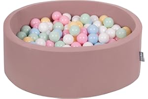 KiddyMoon Rund Bällebad Velvet Bällepool 90X30cm/300 Bälle ∅ 7Cm Ballgruben Für Babys Spielbad Kleinkinder, Hergestellt In Der EU, Erikafarben: Pastellblau/Pastellgelb/Weiß/Minze/Puderrosa