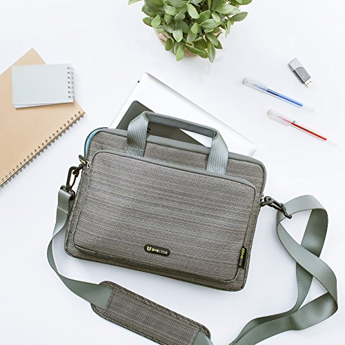 Laptophülle 10,1″, Evecase Universal Neoprene Gepolsterte Notebook Briefcase Laptop Schutzhülle mit Anzug-Gewebe / Ablösbaren Träger / Handgriff / Frontfach / Zubehörfächer 10.1 Zoll – Grau M - 7