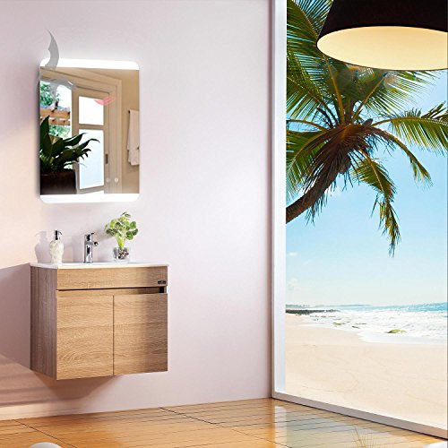 LED Bad Spiegel beleuchtet mit integrierter ANTIBESCHLAG SPIEGELHEIZUNG, Essen 50x70cm, Montage Hoch- und Querformat möglich, Badezimmerspiegel mit Licht oben und unten, Energieklasse A+ - 5
