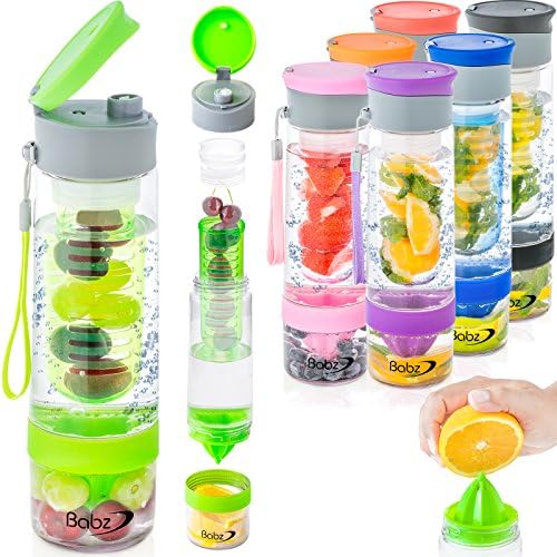 Babz InterFuse Sport Fruit Infusion Infusing Water Bottle | BPA Free | 7 Colours (Orange)
