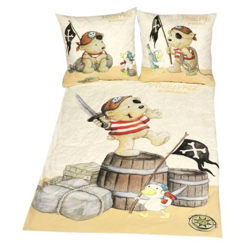 Pitzelpatz von Steinbeck Baby Bettwäsche Motiv: creme Motiv Baumwolle - Linon Grösse 100/135