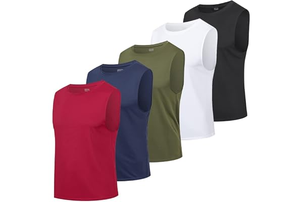 HUAKANG 3 ou 5 Pack Debardeur Homme Sport Tee Shirt sans Manche Homme Séchage Rapide pour Running Gym Fitness Musculation