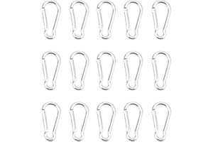 LEERSAO 15 pcs Moschettoni, 46 x 3,5 mm, Moschettone Piccolo Moschettone Alluminio Moschettoni Portachiavi per Zaino Guinzaglio per Cani Campeggio Escursionismo Pesca Viaggi