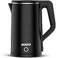 AGARO Elegant Electric Kettle, 1.8L, Double Layered Kettle, Stainless Steel Inner Body, Quick Boil, Water Boiler, Hot Water Kettle, For Making Black Tea & Black Coffee, Auto Shut Off, Black