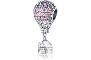 Pandach Ciondolo in Argento Sterling 925 Charm Bead Compatibile con Bracciale e Collane Europei da Donna,Perline Intarsio con Zircone chiaro, Regali per donne