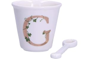 LA PORCELLANA BIANCA PB La Porcellana Bianca - Bicchierino Lettera G con Cucchiaino - Arredo Casa, Cucina - Linea Unico - Idea Regalo - Porcellana - 75 CC; Ø 6,7; h6 cm