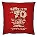 Produktbild Tini - Shirts Radfahrer Kissen-Bezug 70.Geburtstag - Sprüche-Kissen Radler 70 Jahre : Dieser Radfahrer ist 70 Bitte helfen Sie ihm aufs Fahrrad - Rad-Sport Zubehör - Kissen ohne Füllung - Farbe : rot