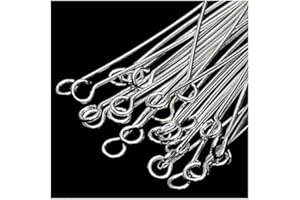 JULZ BEADS 100 Eye Pins Silver Plated 30mm x 0.7mm 21 Gauge Jewellery Making Finding J01726A