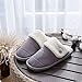 Produktbild lhxyx Winter-Haus-Plüsch-Schuhfrauen Gedächtnis-Schaum-Gewebe-Pantoffel-Pantoffel der Männer verbinden Bogenbaumwollbeleg Rutschfeste warme Hauptmann- und -Frauenschuhe, grau, 44