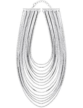 Front Row Damen-Kette silberfarben mehrere Kettenlagen - Länge 41-47cm