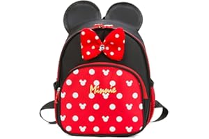 BESTZY Minnie Zaino Scuola Elementare Bambina, Borsa da scuola per bambini Zainetto Con Bowknot Mickey Minnie Scuola Materna Elementare Media Asilo Nido