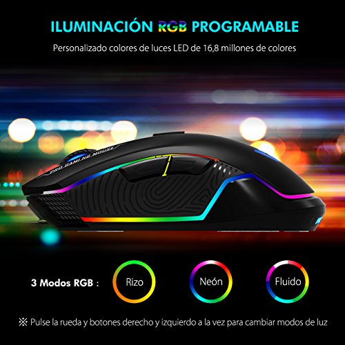 VicTsing Rat  n Gaming Programable RGB Retroiluminaci  n Adjustable  6 Botones y 6 DPI Nivel  Sensor   ptico  DPI 7250 M  ximo  Erogon  mico Professional Rat  n Gaming con Cable para PC  Ordenador  Port  til  Computadora - Negro