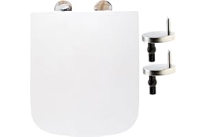 Square Toilet Seat Soft Close Toilet Seat Mute Seat Cover Quick Release Loo Seat Easy Cleaning Easy Installation with Top Fixing & Adjustable Hinges 42L x 36W cm Plastic AAN®