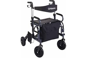 ‎EUROTOPS Orbisana 2-in-1 Rollator und Rollstuhl faltbar | Leichter Transportrollstuhl & Gehhilfe für Senioren | Kompakt, klappbar & ideal für Reise & Alltag | Inkl. Tasche & Stockhalter