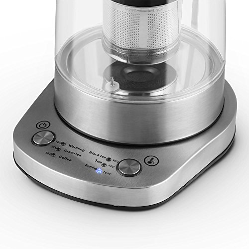 Klarstein • Assam Express 2-in-1 • Wasserkocher • Teekocher • Edelstahl-Sieb • bis zu 1,5 Liter • 1500 Watt • kabellos • einstellbare Temperatur • Cool-Touch-Griff • Basisstation mit Kabelaufwicklung • Trockengehschutz • Abschaltautomatik • silber - 5