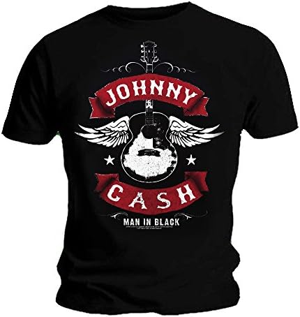 Official T Shirt JOHNNY CASH Man in Black Winged Guitar XL