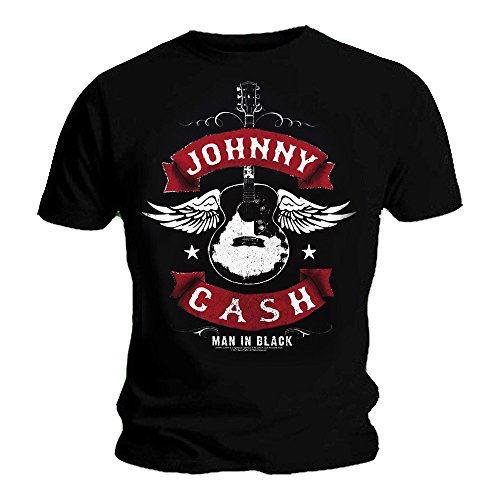 Official T Shirt JOHNNY CASH Man in Black Winged Guitar XL