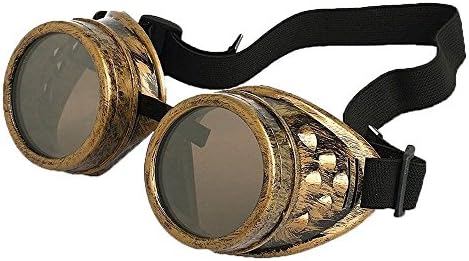 Aimofox Cyber Goggles Steampunk Welding Goth Cosplay Vintage Goggles Rustic