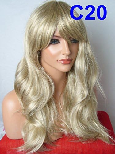 WIG FASHION Long Loose Waves Natural Party Heat Resistant Synthetic Hair Wig SANDY BLONDE Full Head Wig with Fringe C20