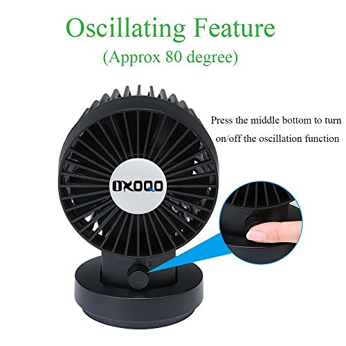 OXoqo Mini Tragbar USB Lüfter, OXOQO Personal Desk Desktop Tischfächer 2 Speed Modes Dual Blades Oszillierende Verstellbare Lüfter für Home Room Office Tisch - 4