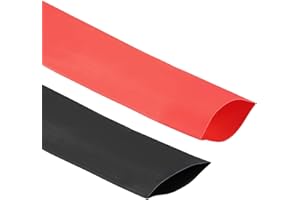 QUARKZMAN Calore Retraibile Tubo Kit 2:1 25mm(1") Diametro 41mm Piatto 3.3ft Nero Rosso Isolamento Protezione per Cavo Elettrico Filo