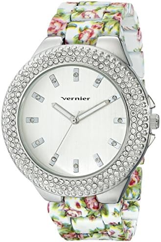 Vernier Women's VNR11167WT Rhinestone-Accented Silver-Tone Watch