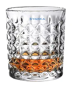 Syanka Imperial Diamond Design Whiskey Glass Set of 2 (Barware for Scotch, Bourbon, Liquor and Cocktail Drinks, 300 ML)