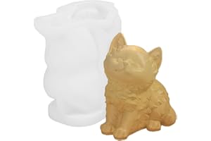 RYLAE 3D Cat Silicone Mould, Silicone Casting Molds, Sitting Cat Soap Molds Animal Candle Moulds Reusable, Squishy Making, DIY Mold for Epoxy Resin, Polymer, Clay, Plaster, Wax, Soap