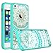 Produktbild SMART LEGEND iPhone SE Hülle, iPhone 5 5S Weiche Silikon Bumper & PC Hardcase Hartschale Backcover Transparent Schutzhülle mit Muster Mandala Minze Blume Crystal Cover Tasche Etui Indische Sonne Design Handytasche