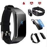 Fitness Armband Uhr,mit Herzfrequenz Schlafüberwachung Bluetooth Schrittzähler Smart Watch Damen Herren Fitness-Tracker Beachten Kompatibel mit iPhone Android Handy,Black
