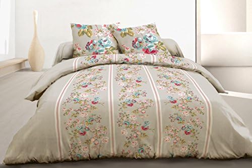 Home Passion 60289 Luxury 3-Piece Duvet Cover 240 x 220 cm 57 Yarns Cotton Flowers Red/Blue