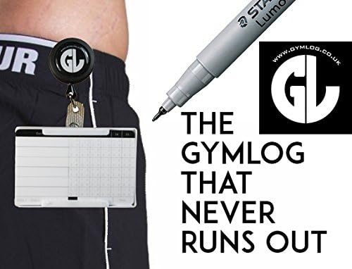 Gym & Fitness Workout Log by GymLog with Yoyo Belt Clip, Multi-Card Holder, Pen and Free Progress Tracking & Visualisation Template - Special Launch Price!
