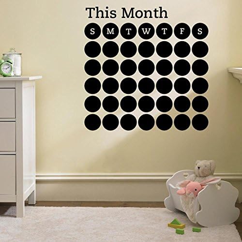 JMHWALL Fashion 3D Wall Sticker This Month Daily Dot Calendar Decal Monthly Chalkboard Office Sticker Decor Home Living Room Decor