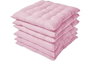 GREATOYAR Cojin para Silla, Cojín Decorativo con Correas de Sujeción, Cojin Cuadrado de Imitación de Lino, Decoración de Jardín Casa Terraza, Fabricado en España, 40x40x5cm, 6 Unidades, Rosa