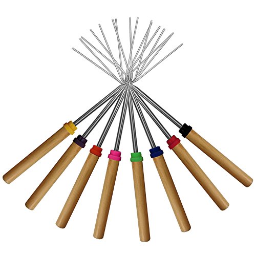 Sticks Marshmallow tostatura, Keku Set di 8 telescopici rotanti Smores Spiedini & Hot Dog Fork Bambini Camping Campfire Fire Pit Accessori