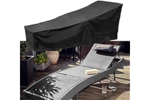 Silvotek Fundas para tumbonas de Jardin -Impermeable Funda Tumbona con Material 210D Duradero, Funda Chaise Longue Fundas Silla Tumbona Exterior (Tamaño:208 cm L x 76 cm W x 78 cm H) (Negro)