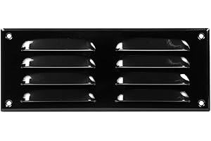 EUROPLAST 260x105mm / 10x4" inch Black Metal Air Vent Grille Cover with Insect Mesh - Ventilation Cover