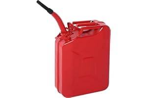 Karlhome 20 Litre 5 Gallon Metal Gas Can Fuel Tank Can Petrol Diesel Storage Can Portable with Spout System, for Automobile Vehicle Off Road Emergency Supply, Red