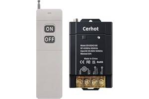 Cerhot Kit de interruptor y receptor de luz inalámbrico de alta potencia de 230V CA, 3000m, 30A, interruptor de control remoto inalámbrico, interruptor inalámbrico para bomba de agua