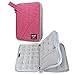 Price comparison product image BUBM Double Layers Handy Travel Gadget Organiser, Electronics Accessories Bag / Battery Charger Case for iPad iPadmini and Tablet with Handle (Large, Rose Red)